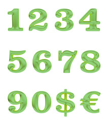 Metal numbers and currency signs