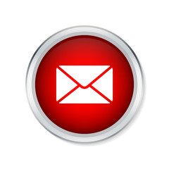 Email icon on red round button - Vector