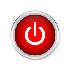 Start icon, power button on red round button - Vector