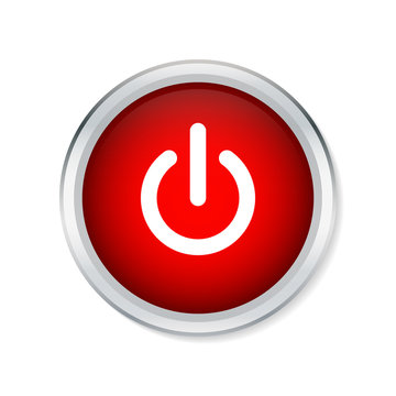 Start icon, power button on red round button - Vector Stock Vector | Adobe  Stock