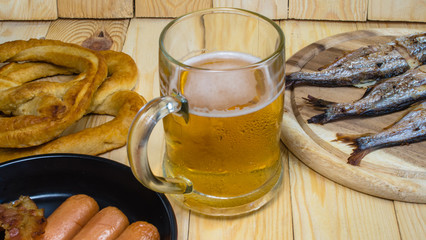 Foods and beer mug