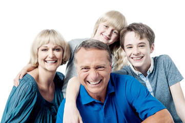 Happy family on white background