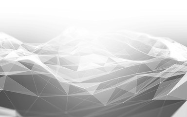 Abstract Polygonal Space Black and White Background with Low Poly Connecting Dots and Lines - Connection Structure - Futuristic HUD Background