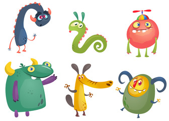 Obraz premium Cartoon Monsters. Vector set of cartoon monsters isolated