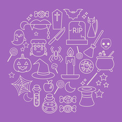 Outlined Halloween Elements : Vector Illustration