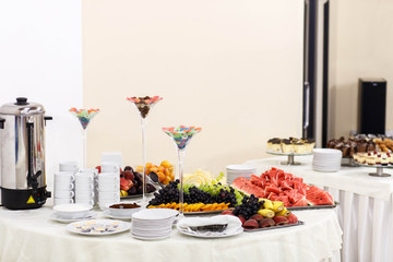 beautiful and delicious buffet table for a wedding celebration
