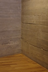 concrete wall and wooden floor interior