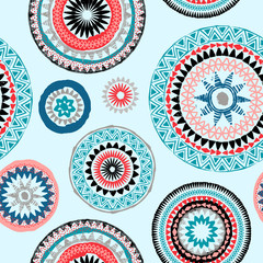 Mandala. Abstract round ornament seamless vector pattern. Tribal grunge texture