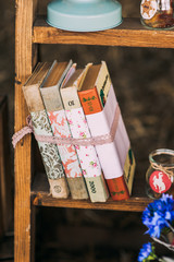 Naklejka na ściany i meble Vintage Book shelves with books