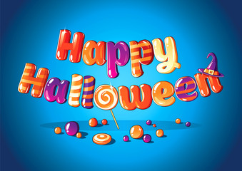 Halloween candy. Vector poster.