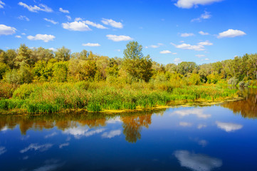 Fototapeta na wymiar Countryside landscape with river