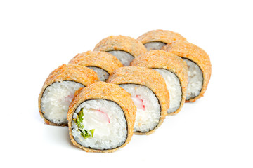 japanese sushi rolls on a white background