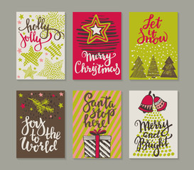 Collection of six Christmas greeting cards.