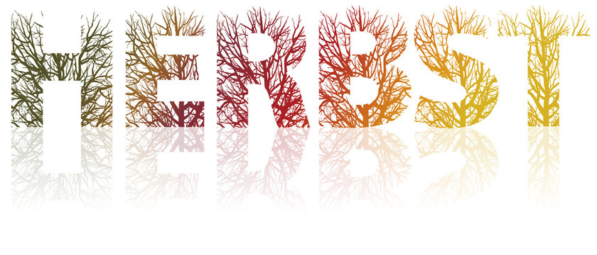 Bunter Herbst Schriftzug aus &Auml;sten