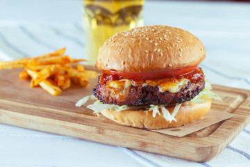 Tasty and appetizing hamburger