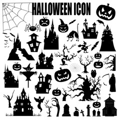 Halloween holiday constructor. Graphic template. Flat icons