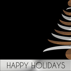Albero Natale Happy Holidays acciaio e legno