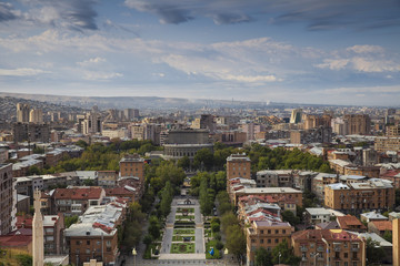 Armenia, Yerevan, View of Yerevan and Mount Ararat from Cascade