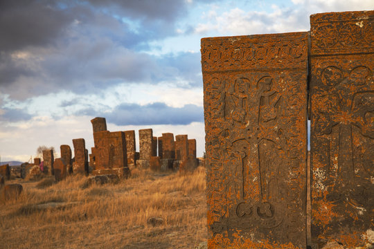Armenia, Lake Seven, Khachkars at Noratus cemetery