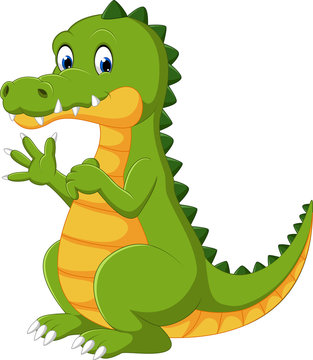 Happy fun cute  crocodile cartoon
