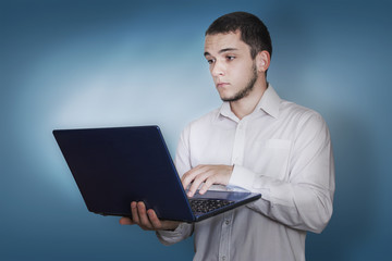 Young man using laptop