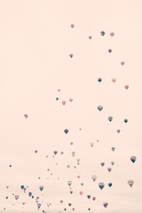 Vintage hot air balloons in flight