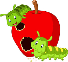 caterpillars eat the apple