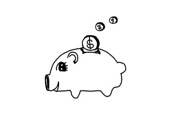 piggy bank with dollar sign and coins idea for business concept