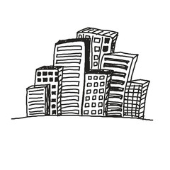 Obraz premium Hand drawn Architectural(Idea, Drawing, City) on white background.