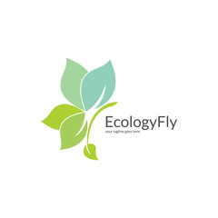 Ecology logo. Butterfly logotype. Easy to edit change size, color and text.