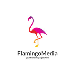 Flamingo media. Polygonal logo. Easy to edit change size, color and text.