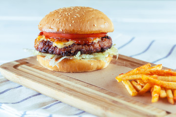 Tasty and appetizing hamburger