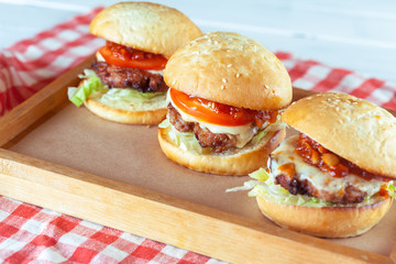 Juicy beef burgers