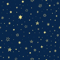 Seamless pattern with handdrawn stars. Doodle vector illustration.