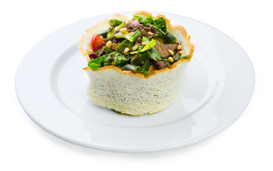 Warm salad with veal