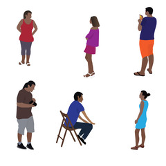 Colorfull Silhouettes of People Vector Illustration.