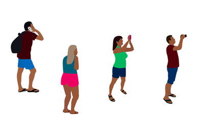 Colorfull Silhouettes of People Vector Illustration.