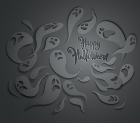 Happy Halloween. Spooky ghost greeting card.