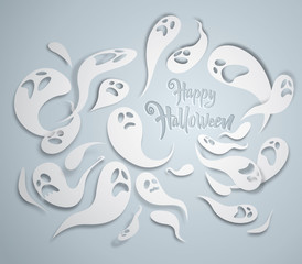 Happy Halloween. Spooky ghost greeting card.