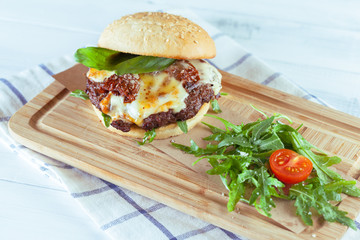 Tasty and appetizing hamburger