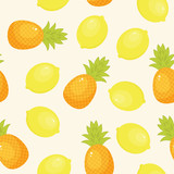 Pineapples and lemons seamless pattern