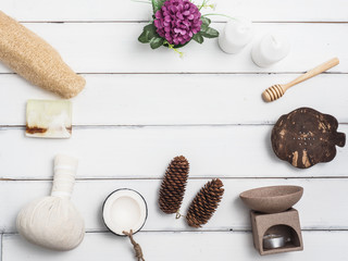 Spa set  with white background (top view)