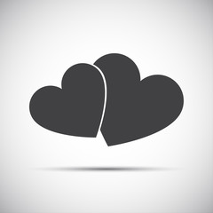 Simple vector illustration of a two hearts icons