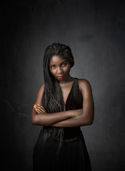 african girl crossing arms