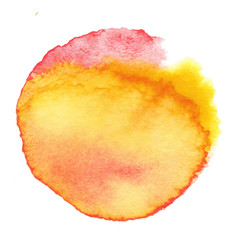 Fototapeta premium Colorful abstract watercolor circle with splashes and spatters. Modern creative watercolor background for trendy design.