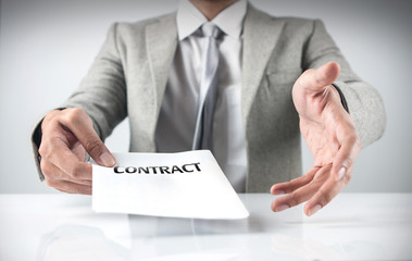 A man giving a contract