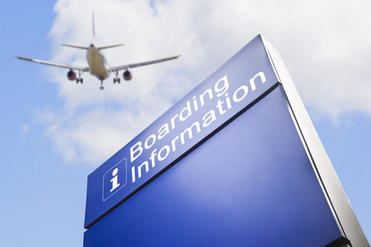 Signage for boarding information - concept image