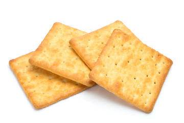 Crackers stacked isolated over white background