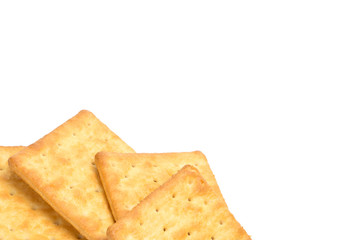 Crackers stacked isolated over white background