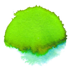 Colorful abstract watercolor circle with splashes and spatters.